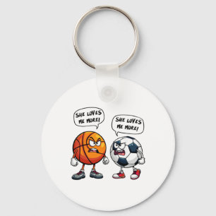 She Loves Me More Bysketbyll Soccer For Women Key Ring
