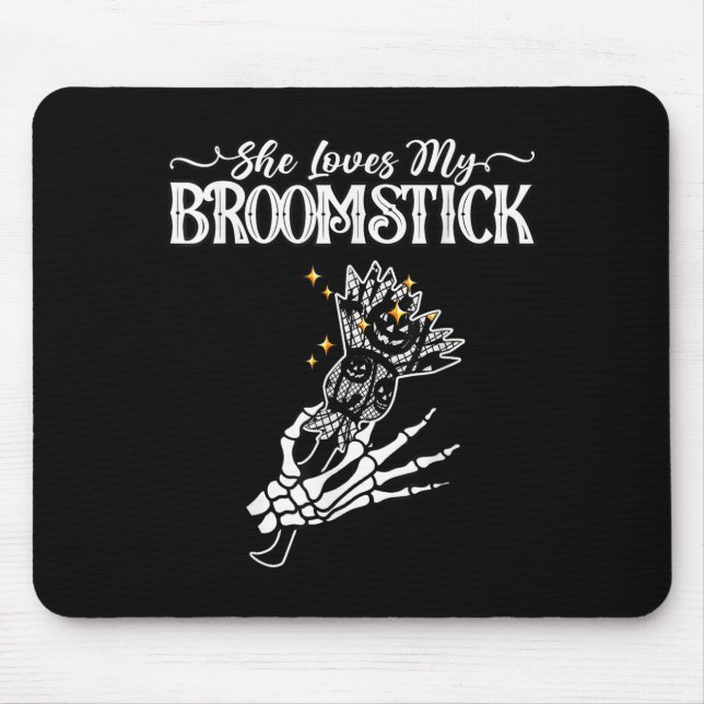 She Loves My Broomstick I Like Her Pumpkins Couple Mouse Mat (Front)