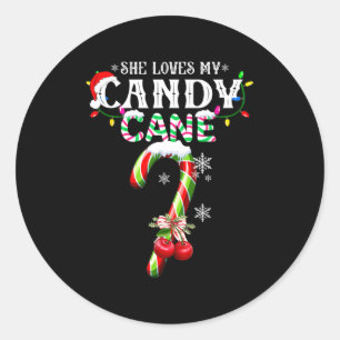 She Loves My Candy Cane I Like Her Peppermint Xmas Classic Round Sticker