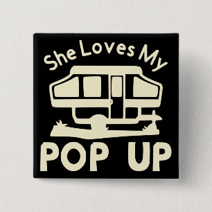 She Loves My Pop-Up #USAPatriotGraphics © 15 Cm Square Badge