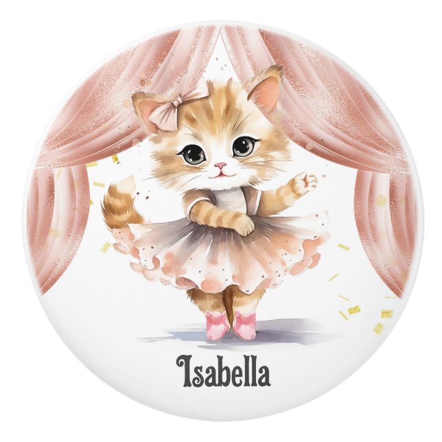 She Loves to Dance Ballet Shoes Name Drawer Ceramic Knob (Front)