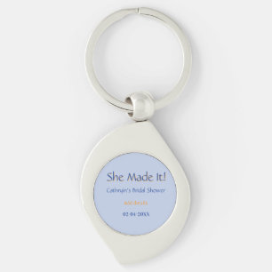 SHE MADE IT BRIDAL SHOWER BLUE ORANGE STYLISH TREN KEY RING