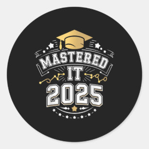 She Mastered It 2025 Masters Degree Graduation Gif Classic Round Sticker