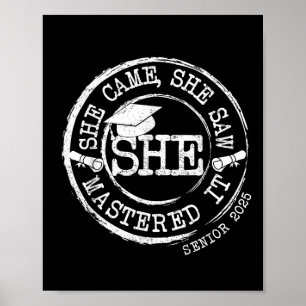 She Mastered It Masters Degree Graduation Retro Cl Poster