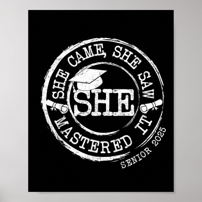 She Mastered It Masters Degree Graduation Retro Cl Poster (Front)