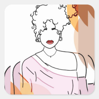 she -overlap square sticker