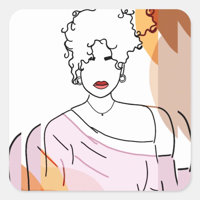 she -overlap square sticker (Front)