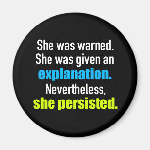 She Persisted Elizabeth Warren Quote Magnet