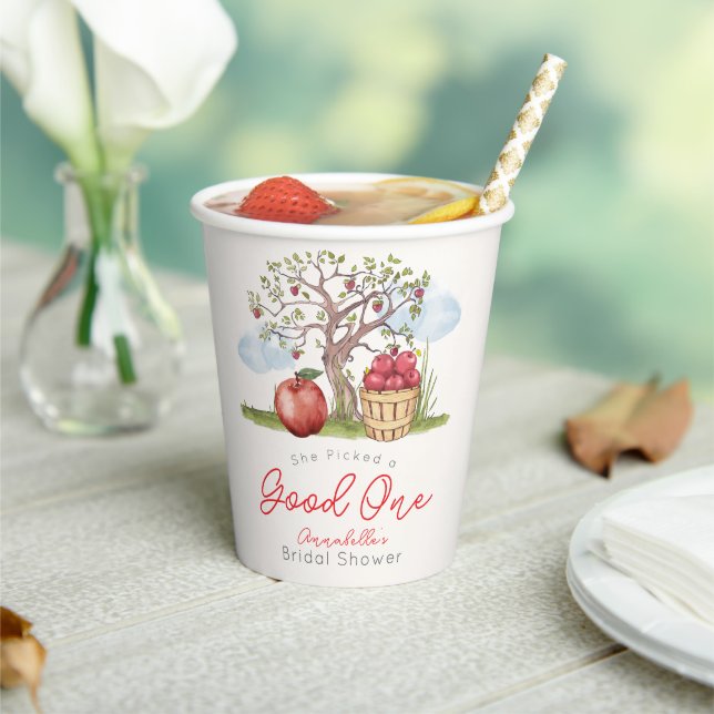 She Picked a Good One Apple Tree Bridal Shower Paper Cups (Insitu)