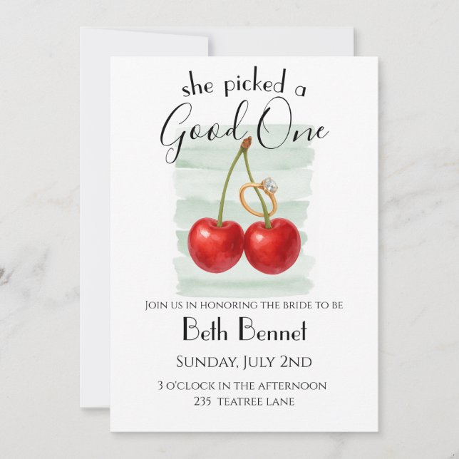 She picked a good one - bridal shower invitation (Front)