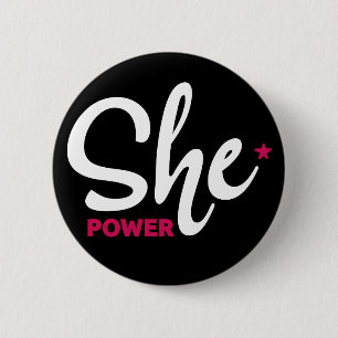 She Power White Design Pin
