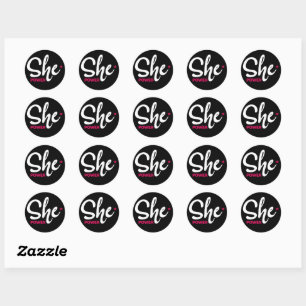 She Power White Design Stickers