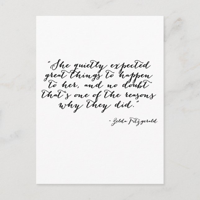 She quietly expected great things postcard (Front)