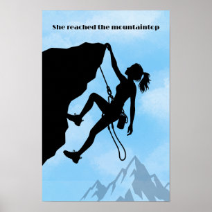 She Reached The Mountaintop Empowering Women Poster