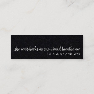 She Reads Books   Modern Black Mini  Bookmark Card