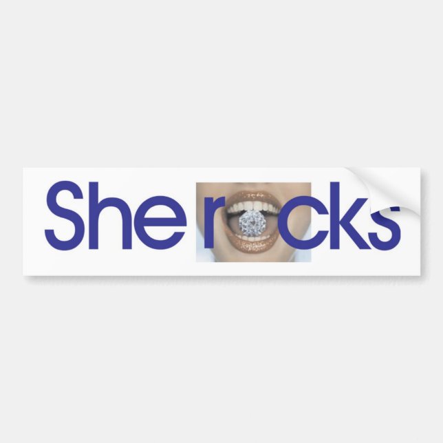 SHE ROCKS Bumper Sticker (Front)