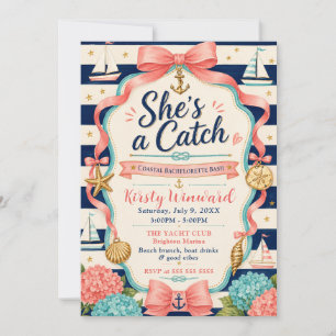 She’s a Catch Coastal Bachelorette Bash Invitation