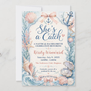 She’s a Catch Coastal Bachelorette Party Invitation