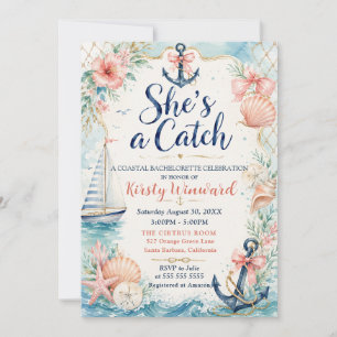 She’s a Catch Coastal Bachelorette Party Invitation