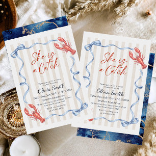 She’s a Catch Costal Lobster Bridal Shower  Invitation