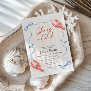 She’s a Catch Costal Lobster Bridal Shower Invitation