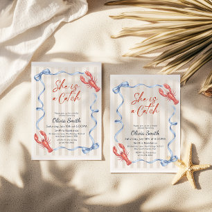 She’s a Catch Costal Lobster Summer Bridal Shower Invitation