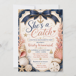 She’s a Catch Seaside Bachelorette Party Invitation