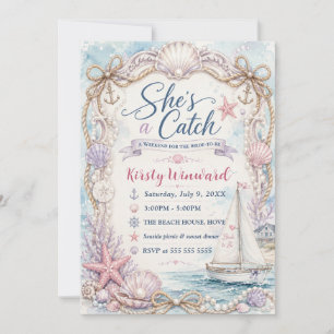 She’s a Catch Seaside Bachelorette Party Invitation