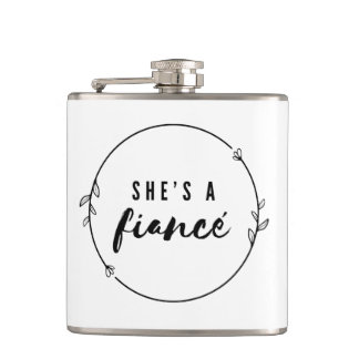 She’s a Fiancé Elegant Engagement Bride to Be Gift Hip Flask