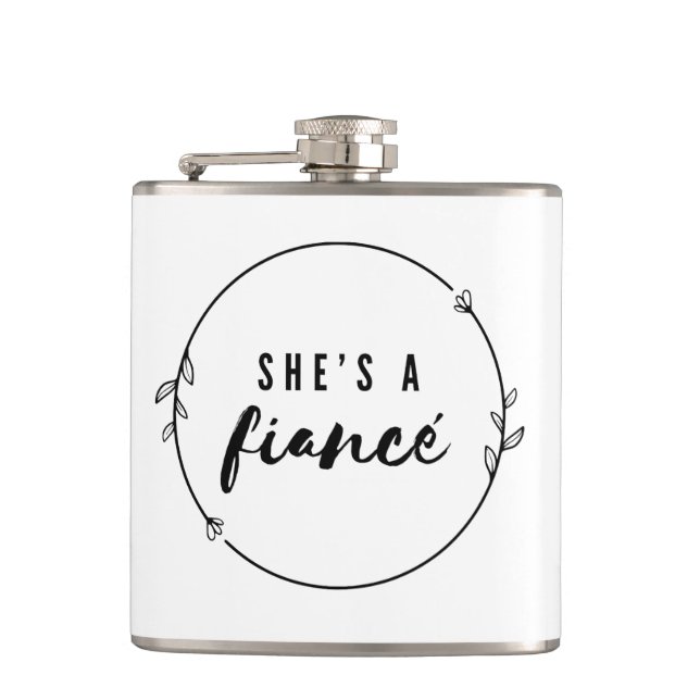 She’s a Fiancé Elegant Engagement Bride to Be Gift Hip Flask (Front)