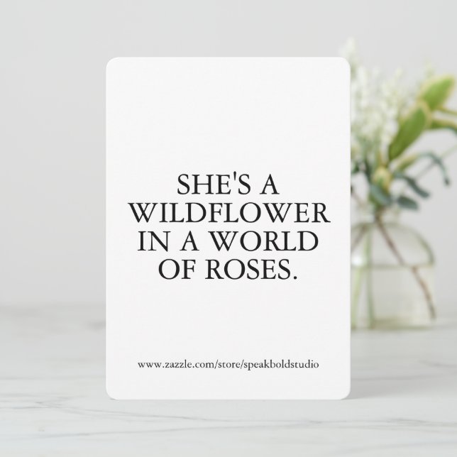 She’s a Wildflower Card, Inspirational Custom Gift Holiday Card (Standing Front)