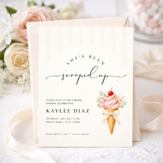 She’s Been Scooped Up Ice Cream Bridal Shower Invitation