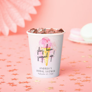 She’s Been Scooped Up Pink Ice cream Bridal Shower Paper Cups