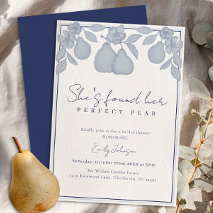 She’s Found Her Perfect Pear   Blue Bridal Shower  Invitation