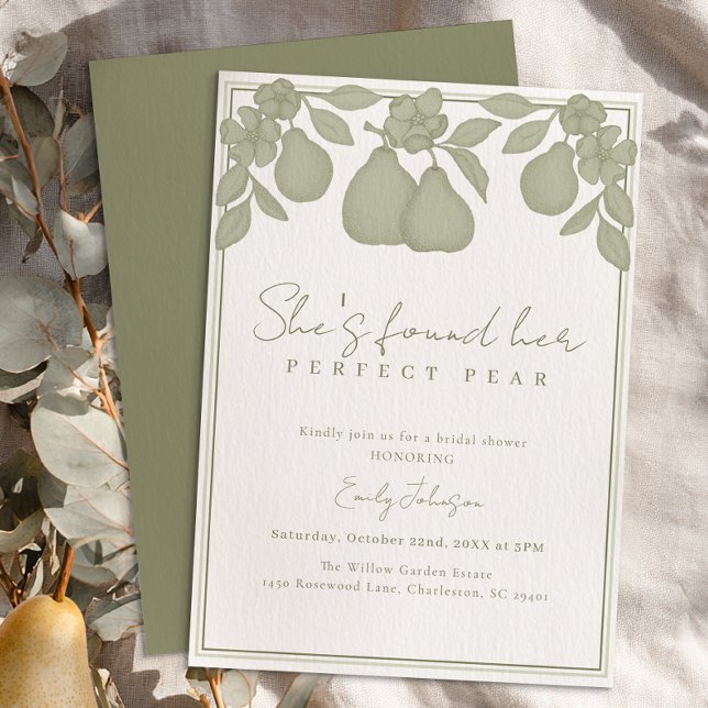She’s Found Her Perfect Pear Bridal Shower  Invitation (She's found her perfect pear invite)