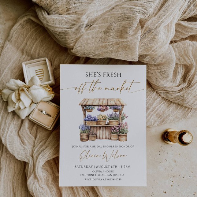 She’s Fresh Off the Market Bridal Shower Invitation (Creator Uploaded)
