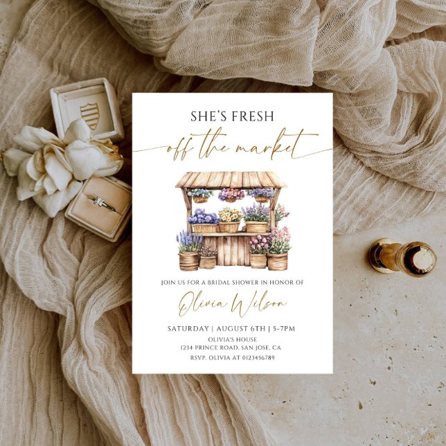 She’s Fresh Off the Market Bridal Shower Party Invitation (Creator Uploaded)