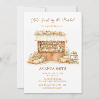 She’s Fresh Off The Market Elegant Autumn Bridal Invitation