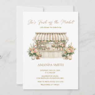She’s Fresh Off The Market Neutral Beige Bridal Invitation