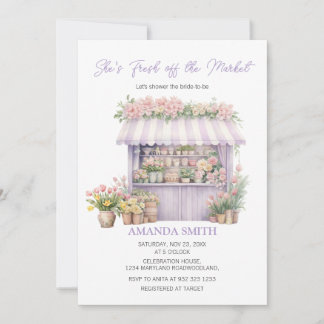 She’s Fresh Off The Market Purple Lilac Bridal  Invitation