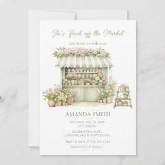 She’s Fresh Off The Market Sage Bridal Shower  Invitation