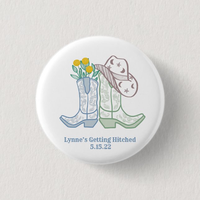 She’s Getting Hitched Bachelorette Rodeo Cowgirl 3 Cm Round Badge (Front)