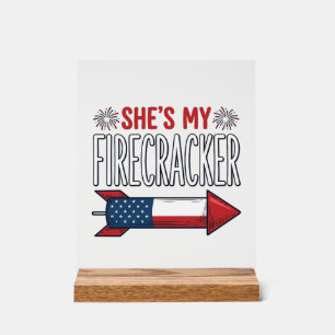 She’s My Firecracker Patriotic Couple Design_1 Acrylic Sign
