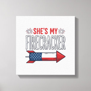 She’s My Firecracker Patriotic Couple Design_1 Canvas Print