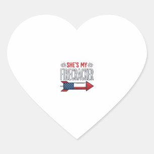 She’s My Firecracker Patriotic Couple Design_1 Heart Sticker