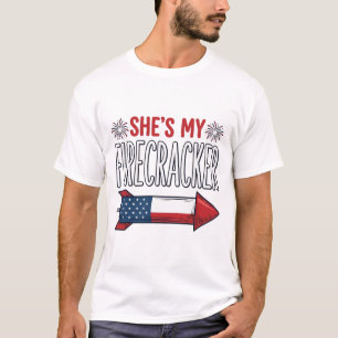 She’s My Firecracker Patriotic Couple Design_1 T-Shirt