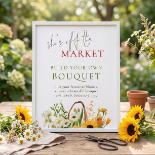 She’s off the Market Build Bouquet Bridal Shower Poster