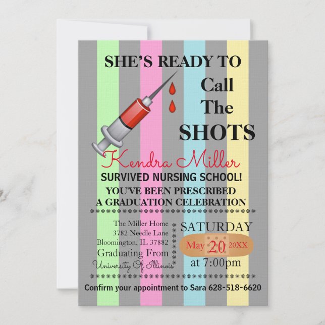 She’s Ready To Call The Shots Nursing Graduation I Invitation (Front)