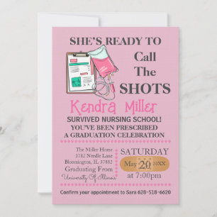 She’s Ready To Call The Shots Nursing Graduation  Invitation