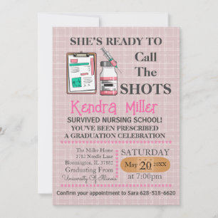 She’s Ready To Call The Shots Nursing Graduation Invitation